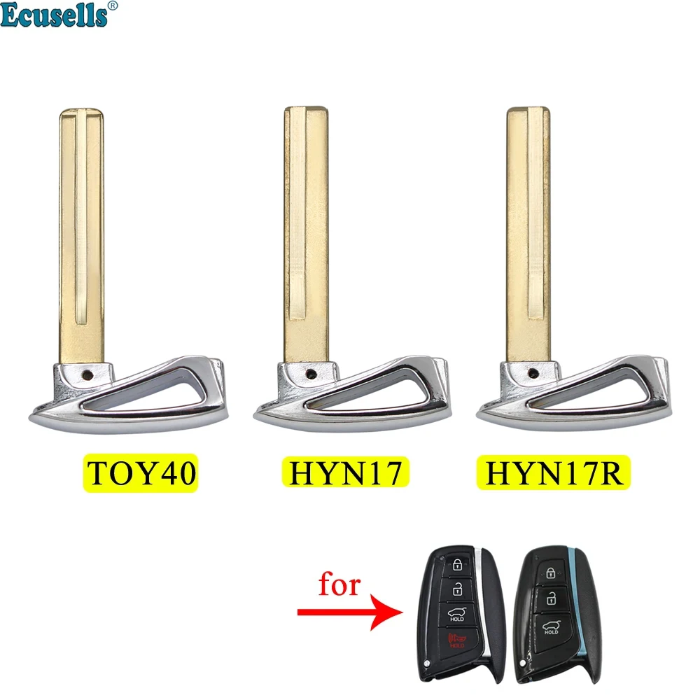 Ecusells Smart Emergency Key Blade TOY40 HYN17 HYN17R Uncut Blank Insert for Hyundai Equus Tucson Santa Fe Genesis Azera