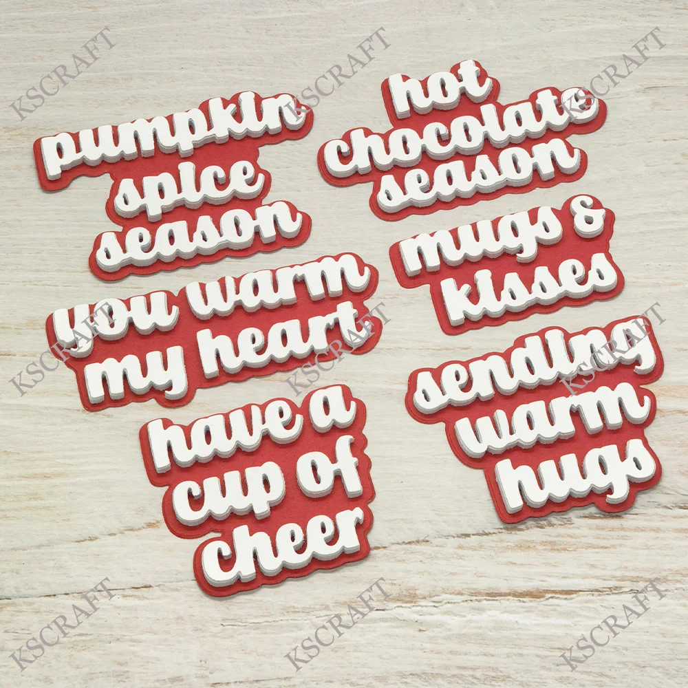 KSCRAFT Hot Cocoa Sentiments Cutting Dies Stencils for DIY Scrapbooking Decorative Embossing DIY Paper Cards