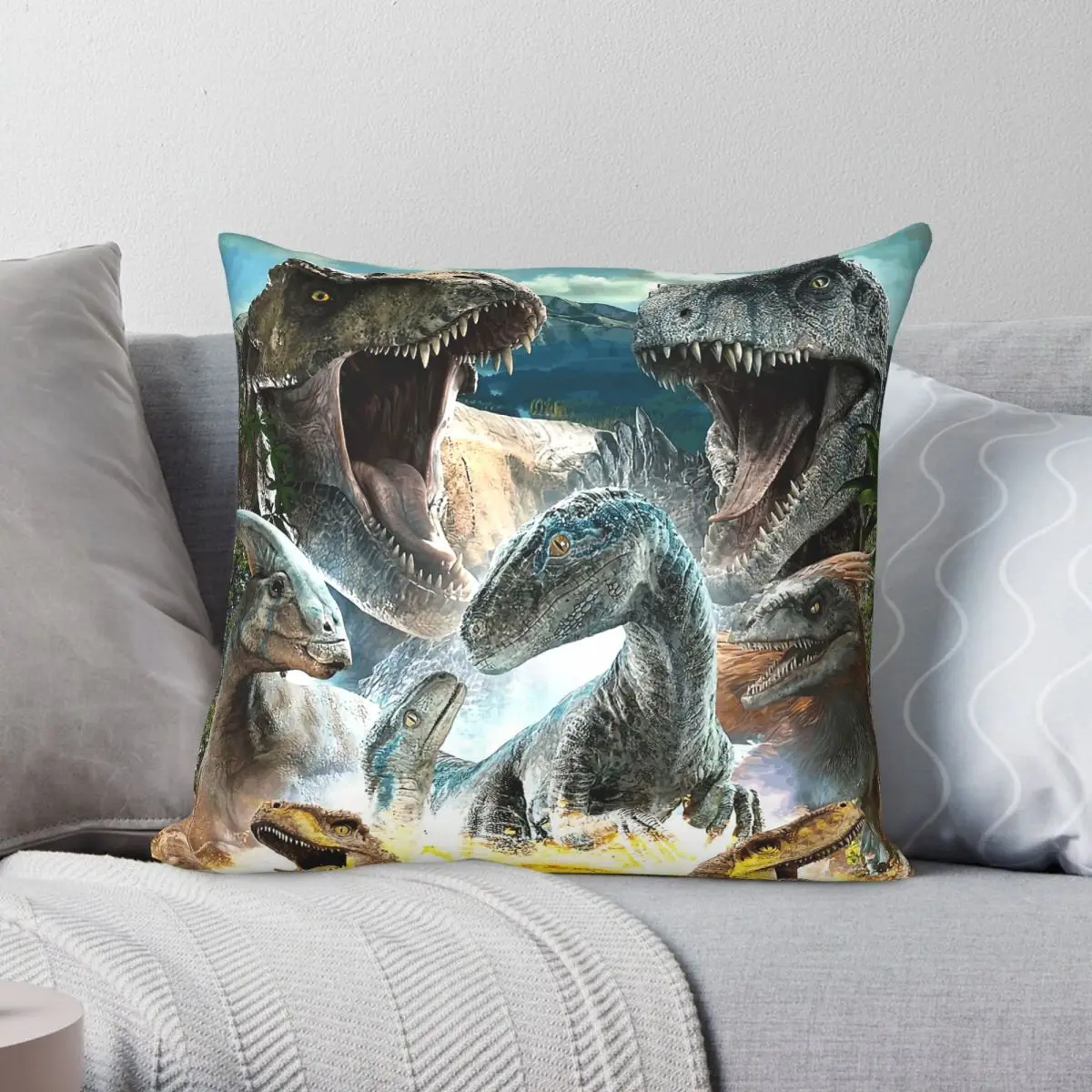Jurrassix World Dominion Pillowcase Polyester Linen Velvet Printed Zip Decorative Pillow Case Home