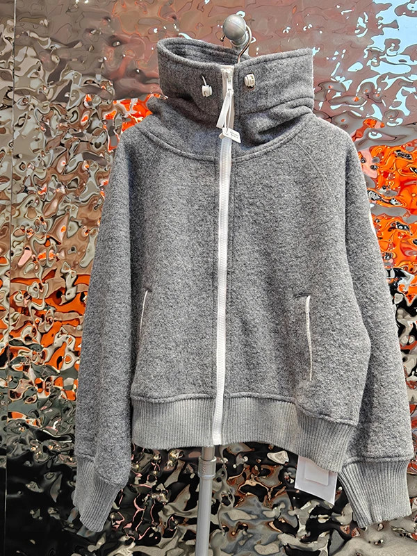 

Модный дизайн, однотонное двойное шерстяное пальто с капюшоном, женская верхняя одежда прямого кроя, бренд Peoq, весна 2025 г.