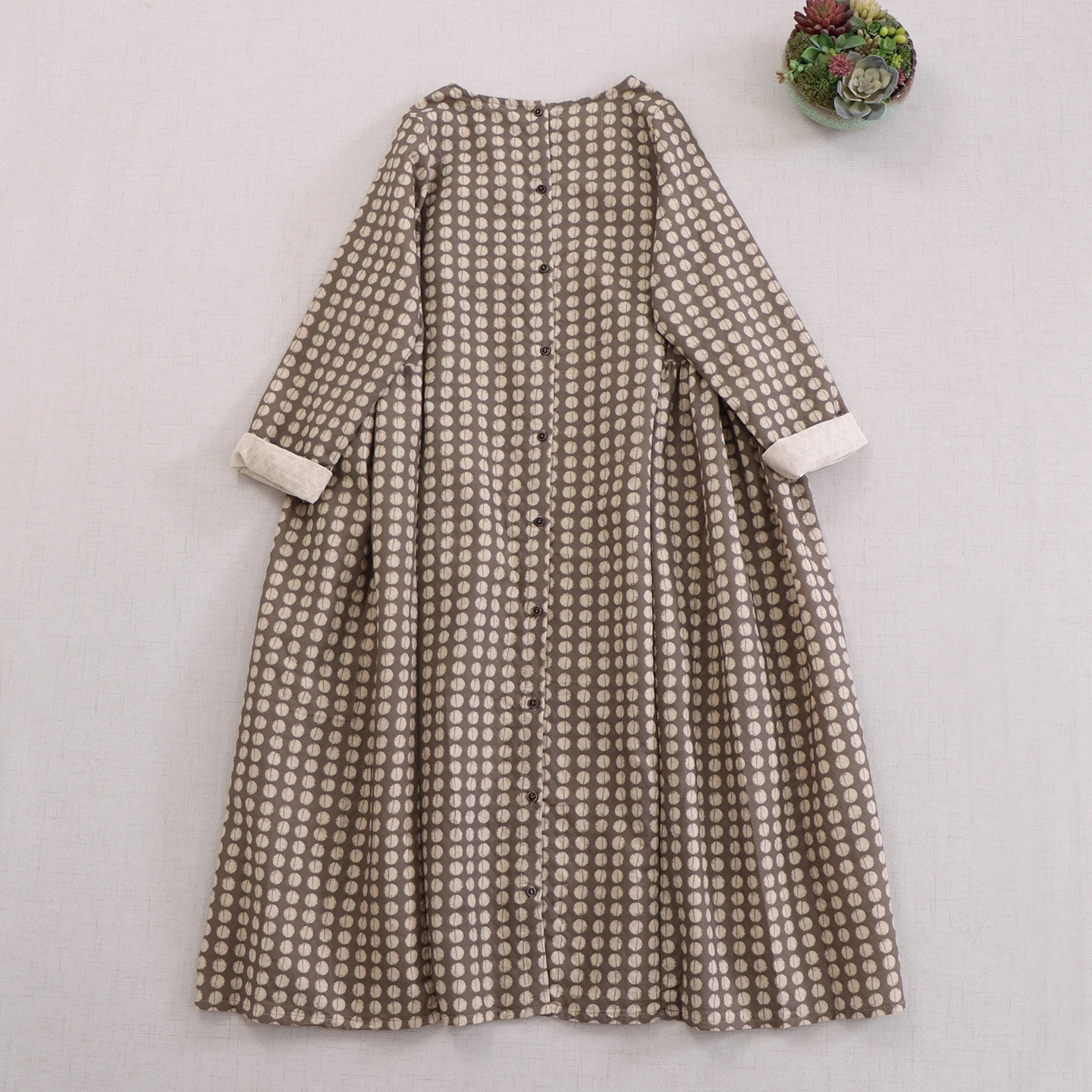 Robe japonaise en coton et lin pour fille Mori, Vintage, imprimé à pois, col rond, manches longues, décontractée, ample, mi-longue, nouvelle collection automne