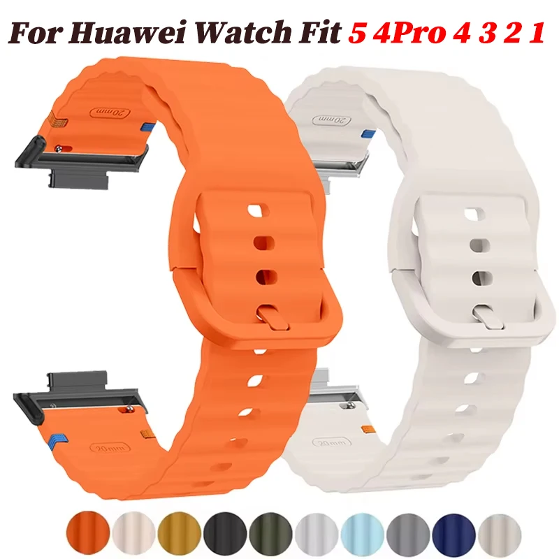 Sport-Silikonarmband für Huawei Watch Fit 5 4Pro 3, austauschbares, atmungsaktives Armband für Huawei Watch Fit2/1 Armband