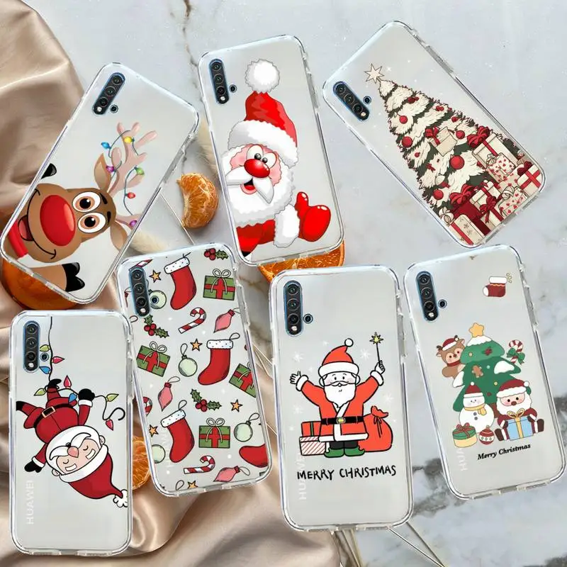 New Year Elk Merry Christmas Phone Case Transparent for Huawei honor P mate Y 30 40 20 50 8 70 10 9 a i x c pro lite prime smart