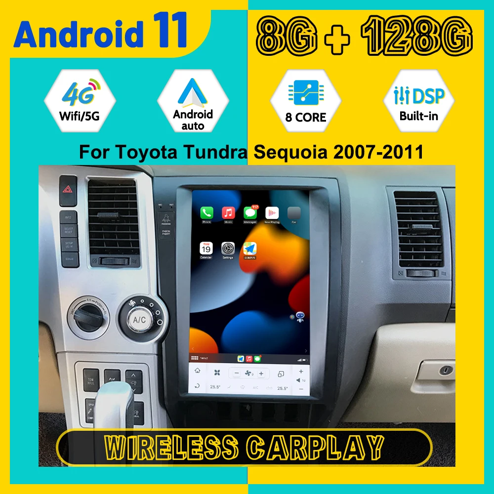 

Автомагнитола на Android 11,0 для Toyota Tundra 2007-2011 с сенсорным экраном Tesla, стереопроигрыватель Mltimedia, GPS-навигация, головное устройство Carplay