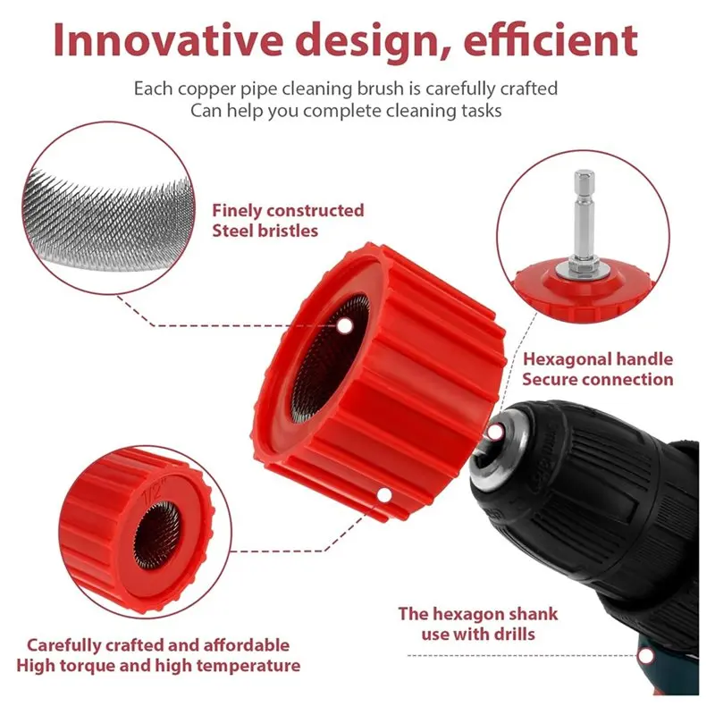 ABYN-For Drill Compatible Copper Pipe Cleaner 1/2