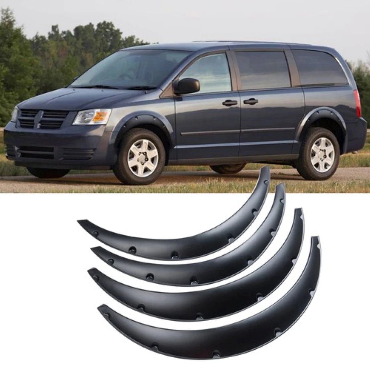 

Матовые черные расширители крыльев, очень широкие колесные арки 4X35 дюймов для Dodge Grand Caravan