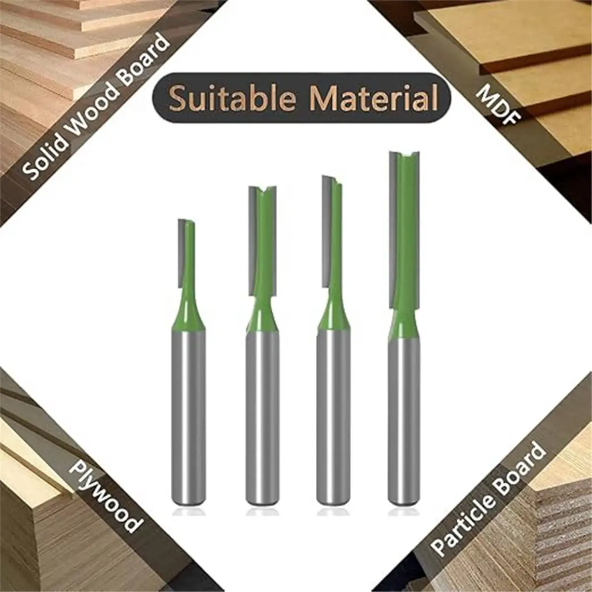 7-Piece Set of Single-Edged and Double-Edged Straight Knives, Trimmer Knife Heads, Grooving Woodworking Router Bit Set.