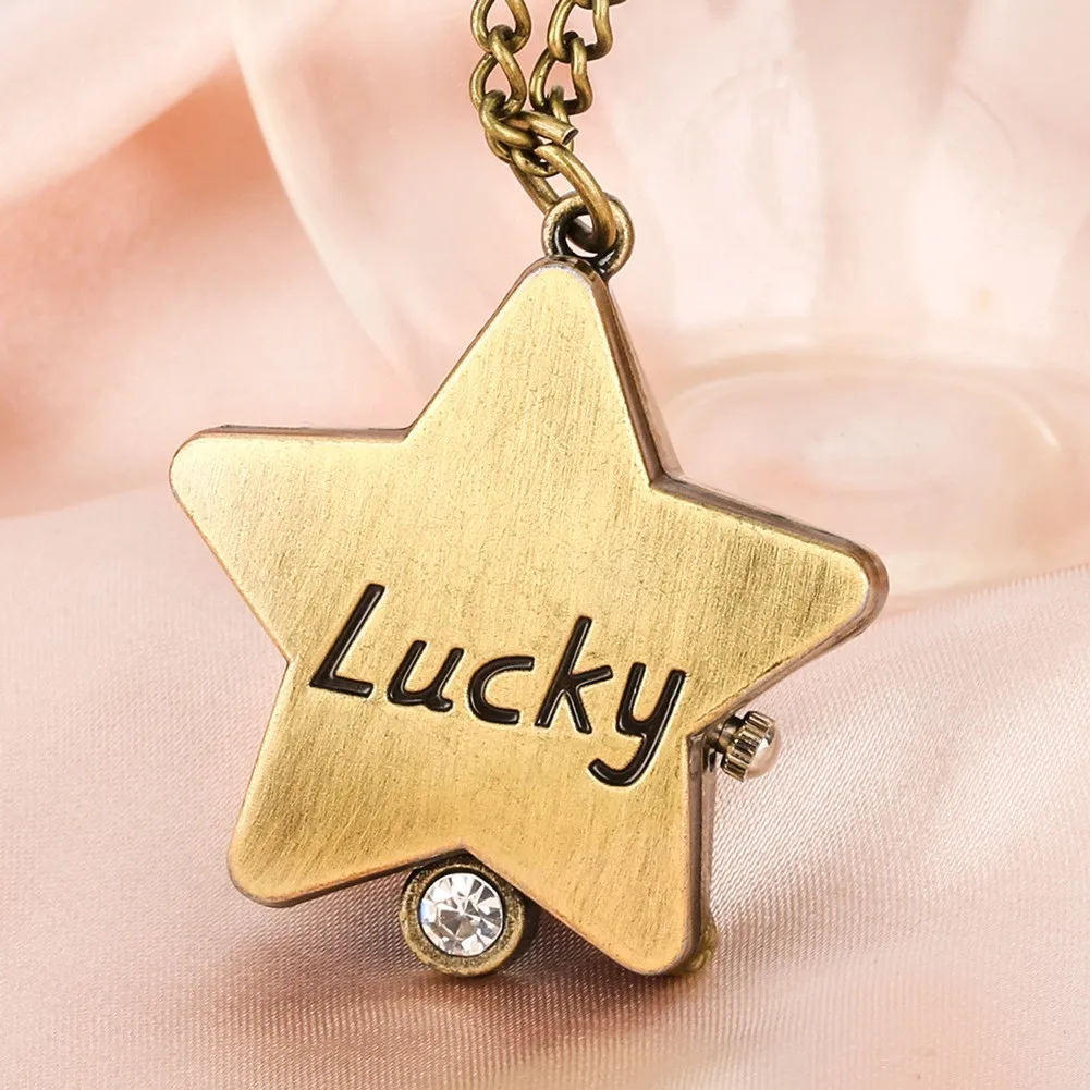 Винтажные карманные часы с подвесным кварцевым ожерельем, часы Lucky Star, пентаграмма, список