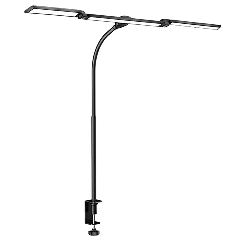 ABFU-Flexible Gooseneck 3-Head Eye-Caring Architect Lamp With Clamp For Computer Monitor Adjustable Color Table Light