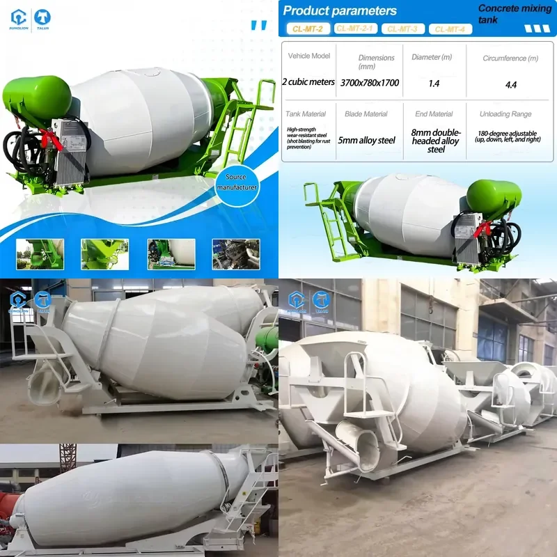 2026 CE Chinese Manufacturer Concrete Mixer Truck Tilting Drum Mobile Cement Tank Concrete Mixer Trailer with Engine and Pump