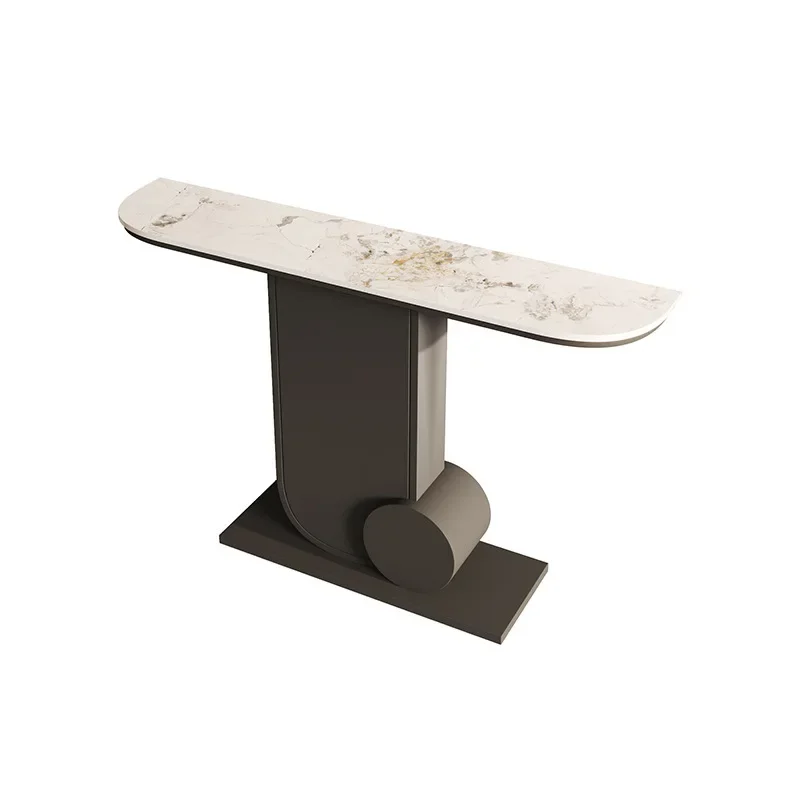 

Italian rock slab light luxury door cabinet against the wall semicircular end view table entrance door