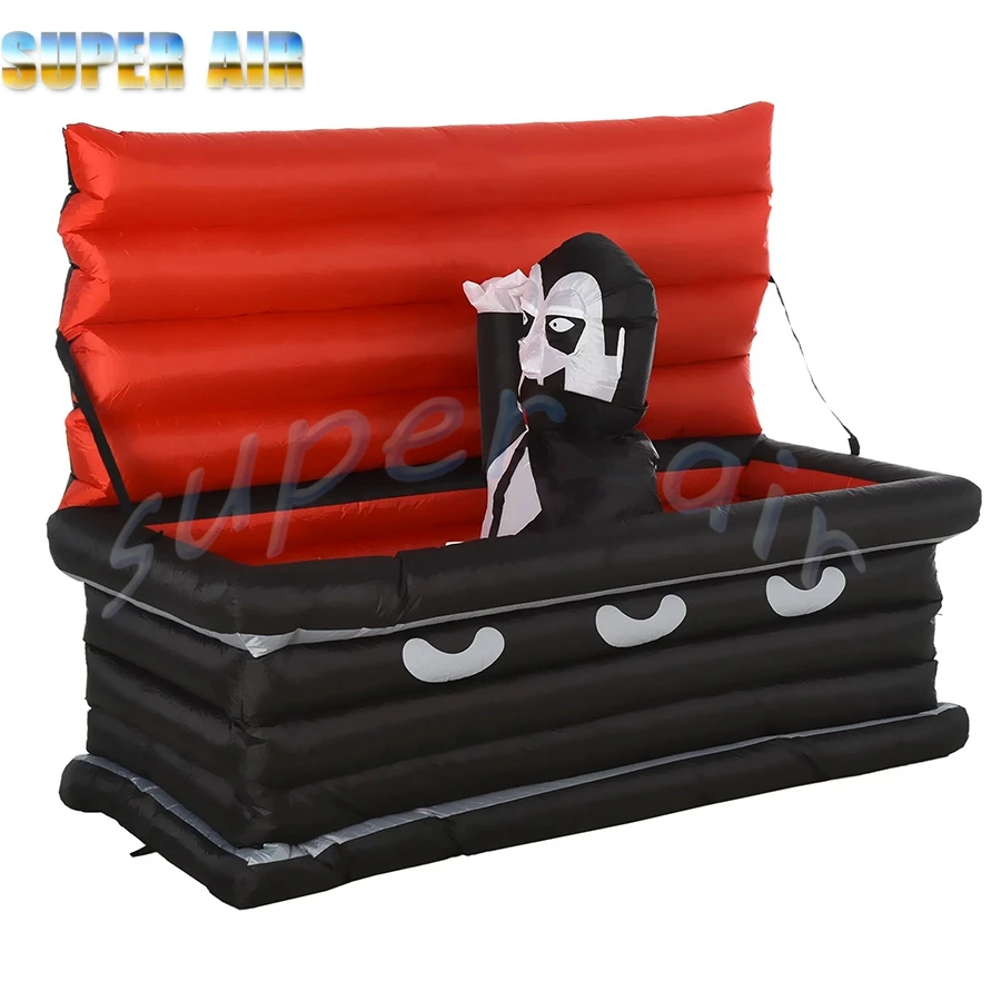 Outdoor Halloween decoration inflatable Vampire Emerging from giant coffin with blower for backyard