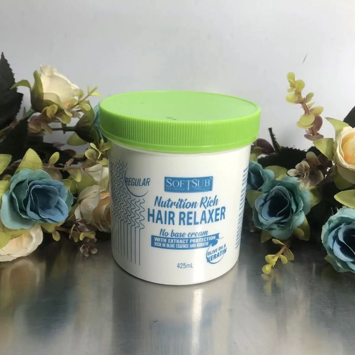 African Olive Keratin Relaxer – Conditioning Straightening Cream, No-Lye & Anti-Breakage