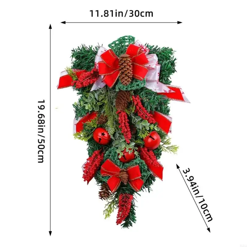 玄関の窓のための松ぼっくりを備えたクリスマスリース人工葉の吊り植物屋内と屋外の装飾