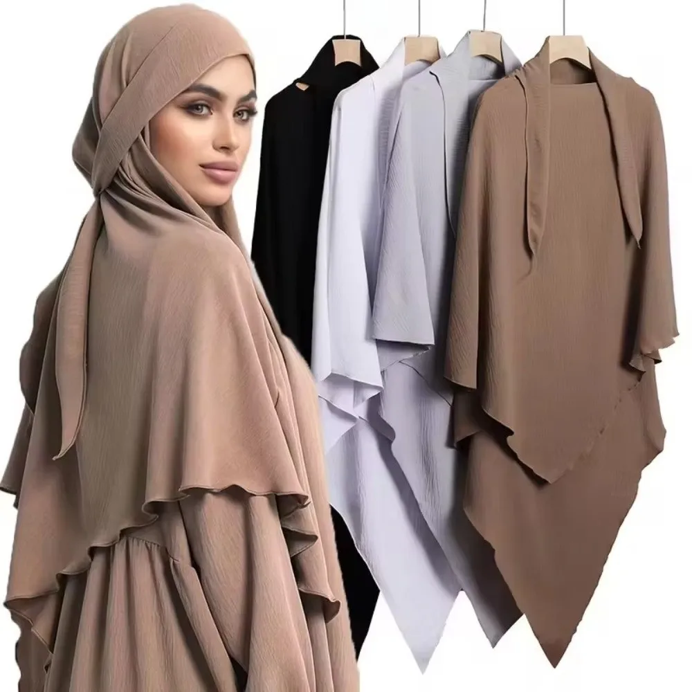 

Однотонный элегантный мусульманский головной убор, длинный хиджаб с завязками, дышащий, готовый к носке, абайя-хиджаб для женщин