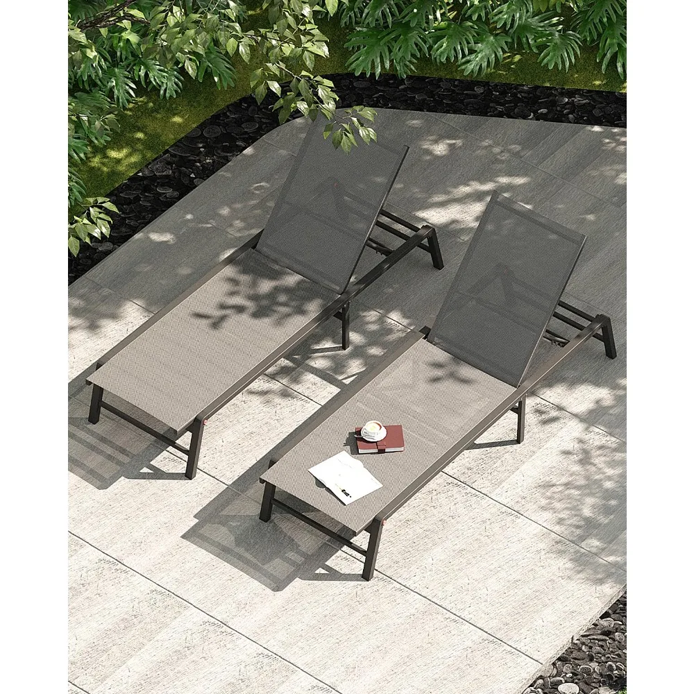 

Aluminum Chaise Lounge Chair Outdoor, Foldable Patio Lounge Chair 2 Sets Assemble-Free, Pool Lounge Chairs Customized
