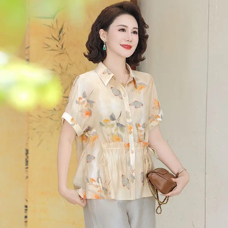 Retro Fashion Shirt Summer Clothes New Chinese Style Summer Slim Short-sleeved Fashionable Shirt Versatile Elegant Top