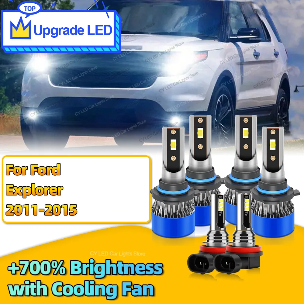 

6Pcs 30000LM LED Headlights Canbus Car Lamp HB3 HB4 H11 Auto Fog Lights Bulb For Ford Explorer 2011 2012 2013 2014 2015