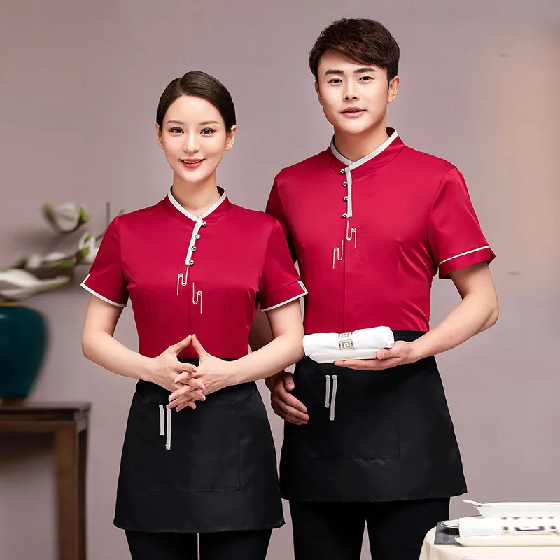 Waiter Workwear Short-Sleeved Hotel Chinese Restaurant Catering Clothing Hot Pot Restaurant Summer Women's Tea House