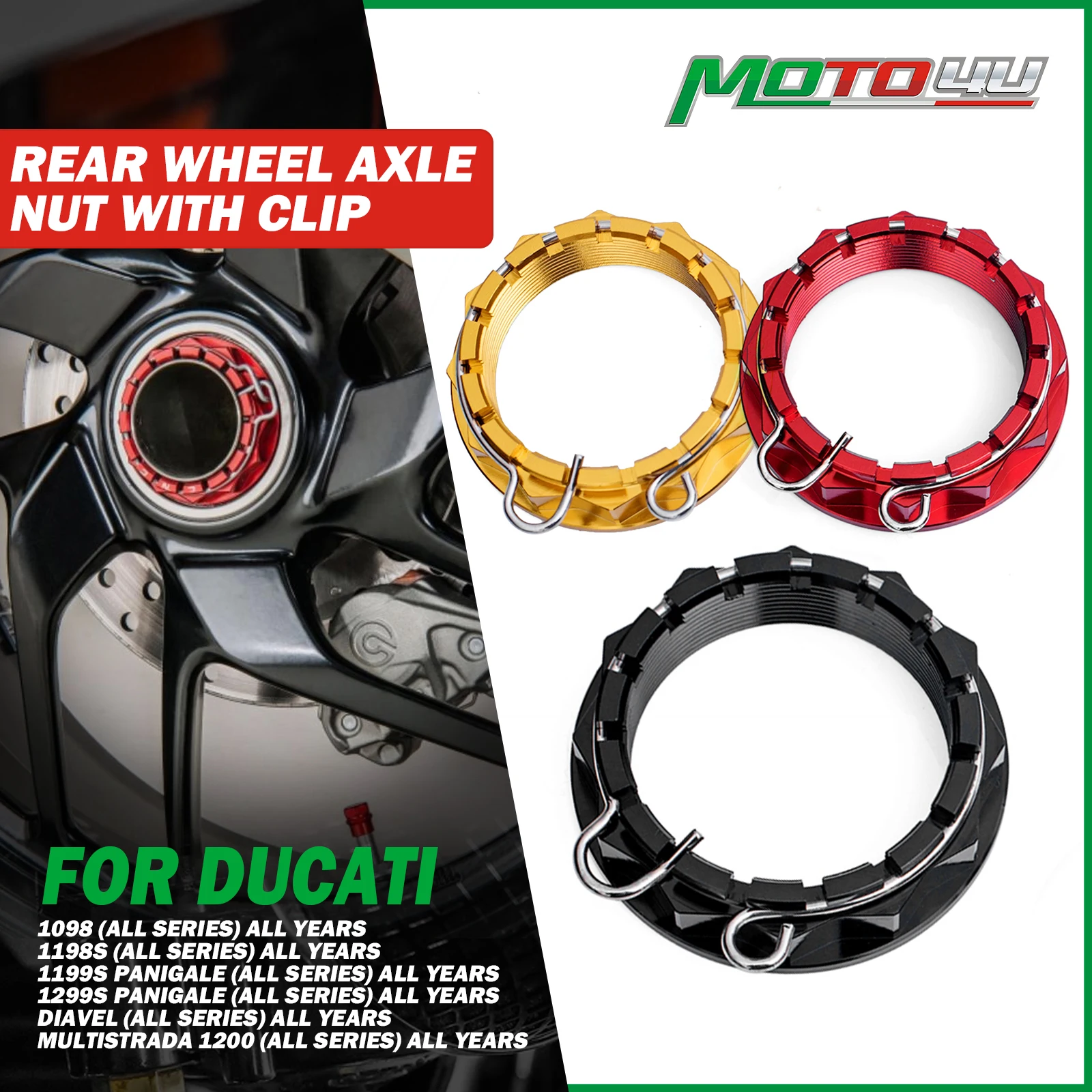 Clip de tuerca de eje de rueda trasera de motocicleta de aluminio para Ducati V4 1098 1198 1199 1299 Panigale Multistrada 1200 Diavel Streetfighter