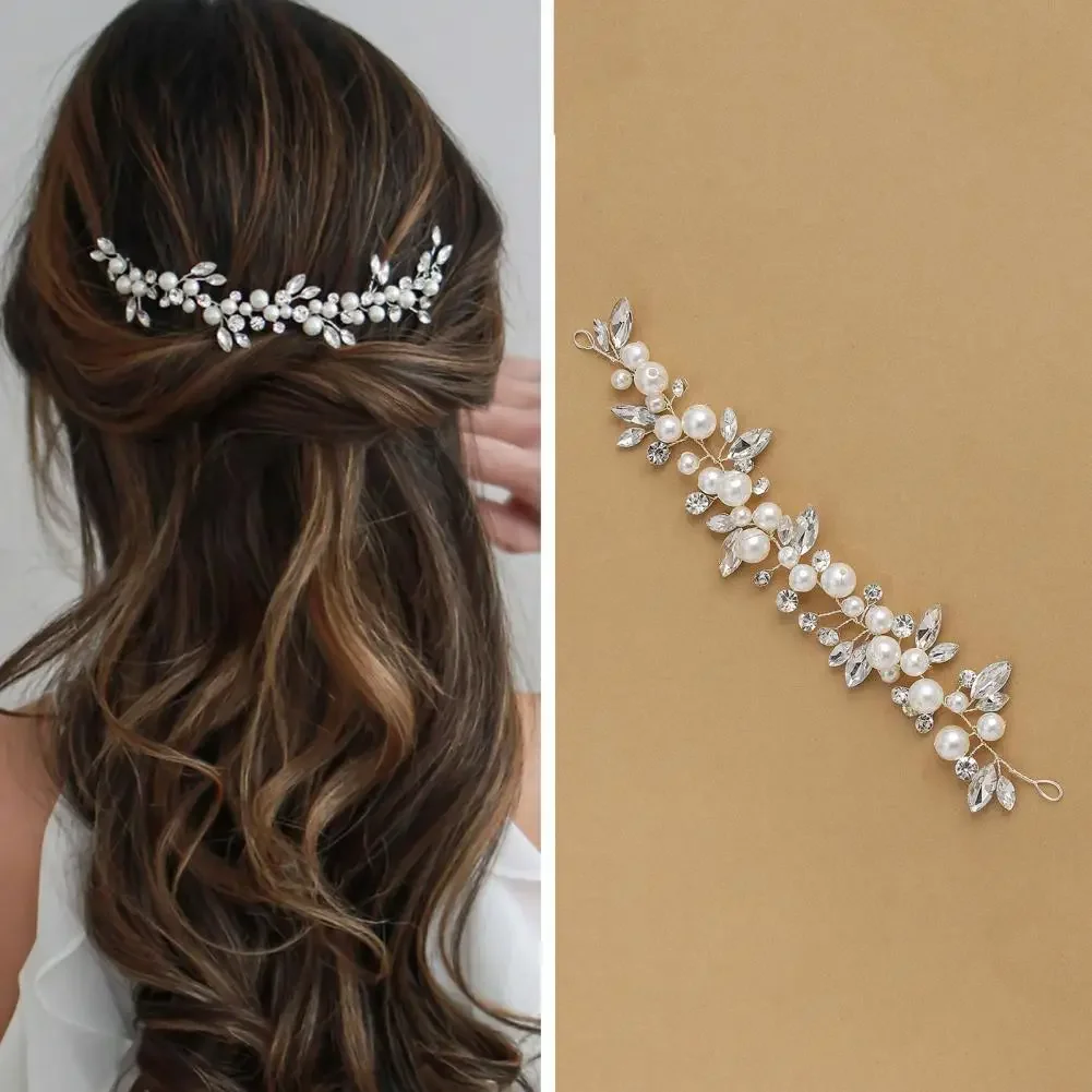 Fabuloso tocado de novia con cable, tocado de novia, perla de imitación, joyería decorativa para el cabello exquisita, accesorios de boda