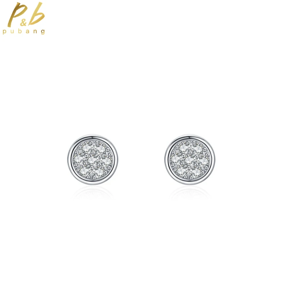 

PuBang Fine Jewelry Real 925 Sterling Silver High Carbon Diamond Simple Wedding Round Stud Earrings for Women Gift Drop Shipping