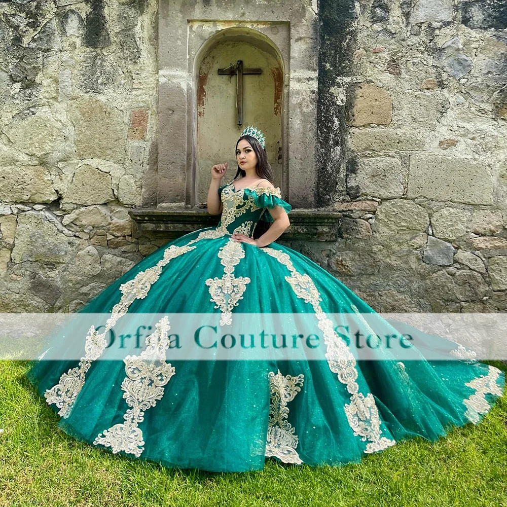 Off Shoulder Quinceanera Dresses Lace Floral Applique Sweet 16 Mexican Girls Prom Gowns 2022 vestidos de 15 años Customized