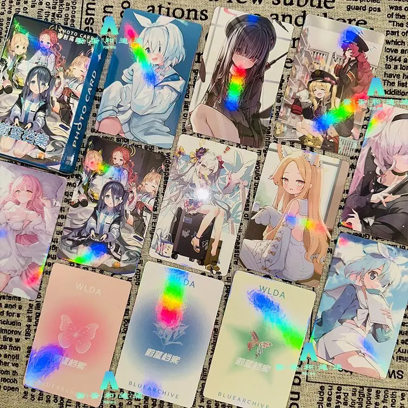 55 PCS Blue Archive Anime Laser Shirasu Azusa Tenndou U Cosplay Rounded Corners LOMO Card Birthday Gifts Girls