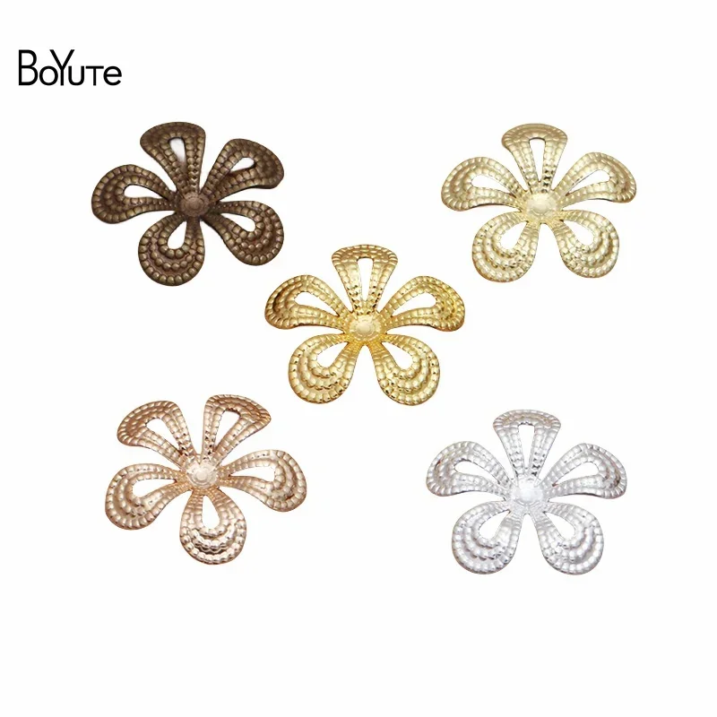 

BoYuTe (200 Pieces/Lot) 15MM Flower Plate Findings Wholesale Metal Brass DIY Jewelry Accessories Handmade Materials