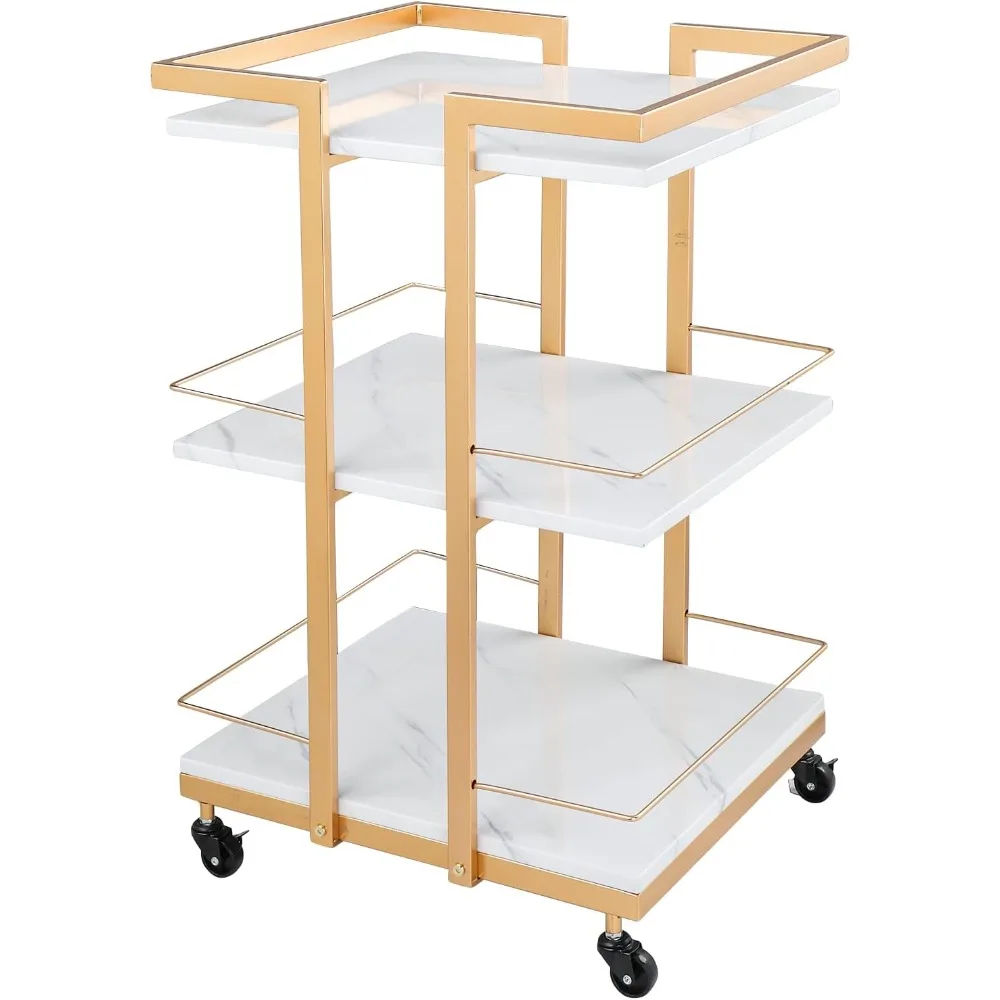 Esthetician Cart with Wheels Utility Salon Rolling Trolley, Gold Mobile Storage Organizer for Beauty Spa Cosmetology Massage