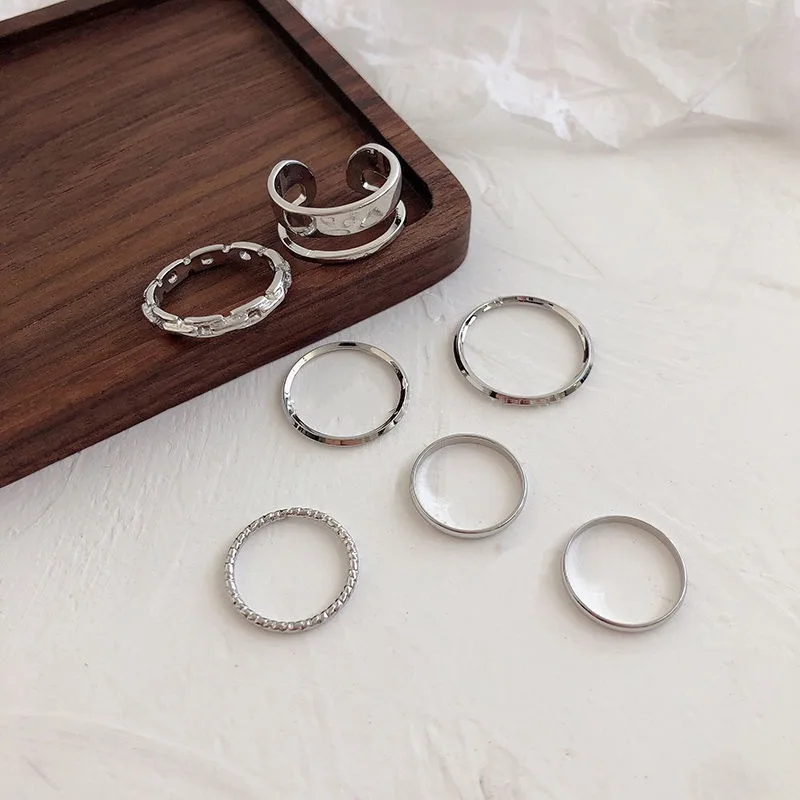 10Pcs Imitation Pearl Leaf Flower Rings Set for Women