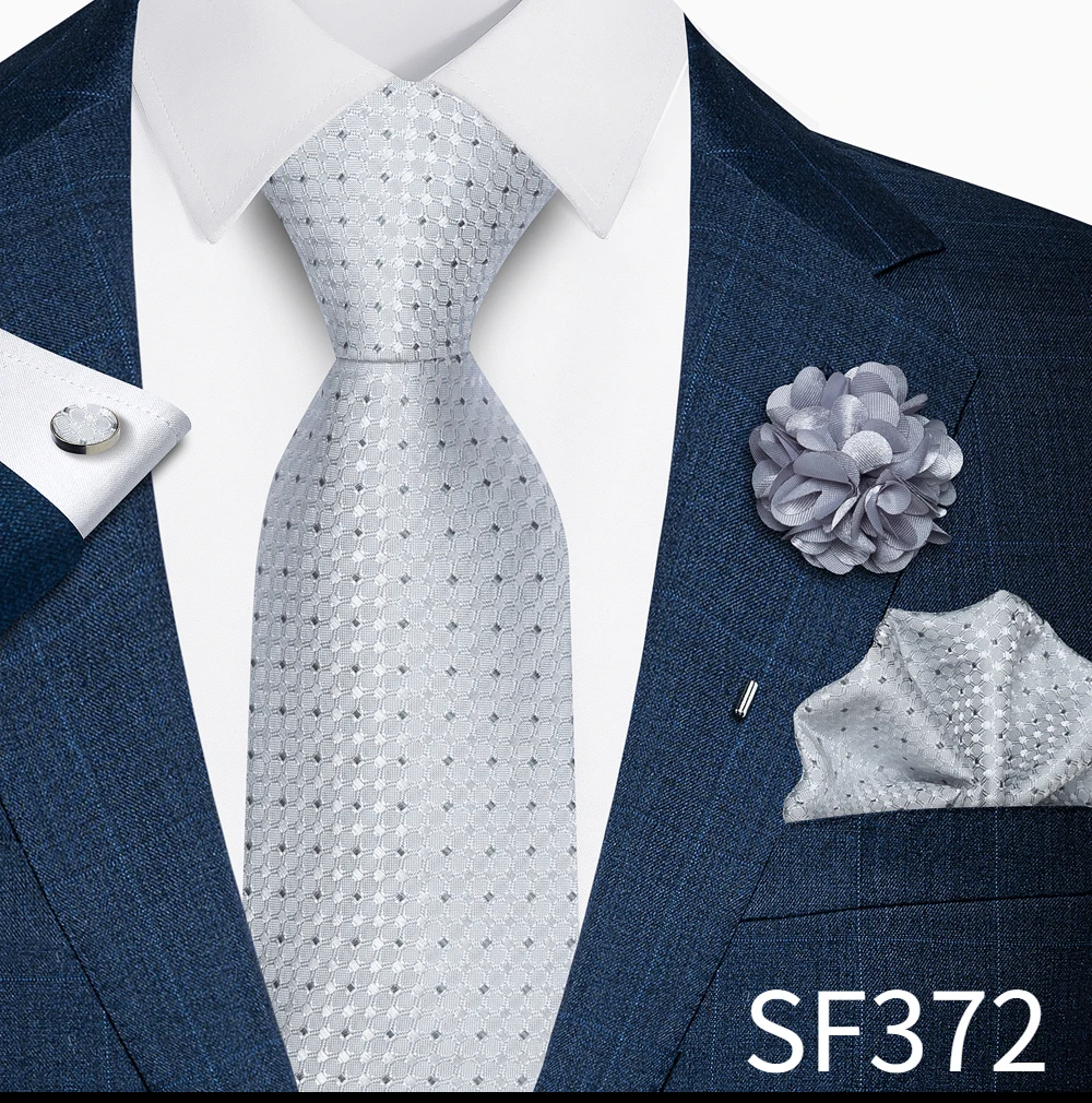 Großhandel Mode 8 cm Krawatte Taschentuch Manschettenknopf Pin Set Männer Krawatte Lila Paisley Anzug Zubehör Fit Hochzeit Geburtstag Geschenk – Detail 32