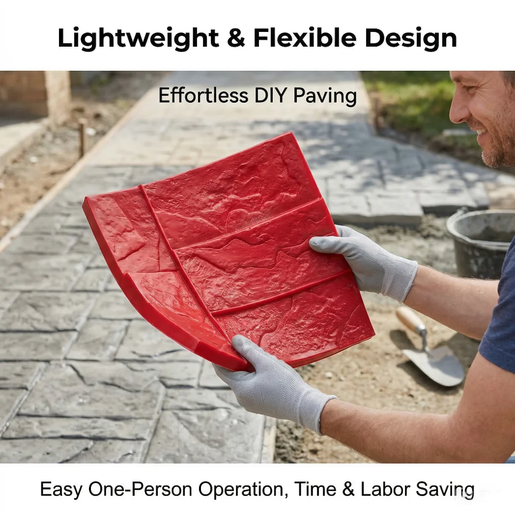 

Reusable Concrete Texture Mold, DIY Patio Paver Stamp, Lightweight Plastic Garden Path Form, Marble & Slate Imprint for Walkway