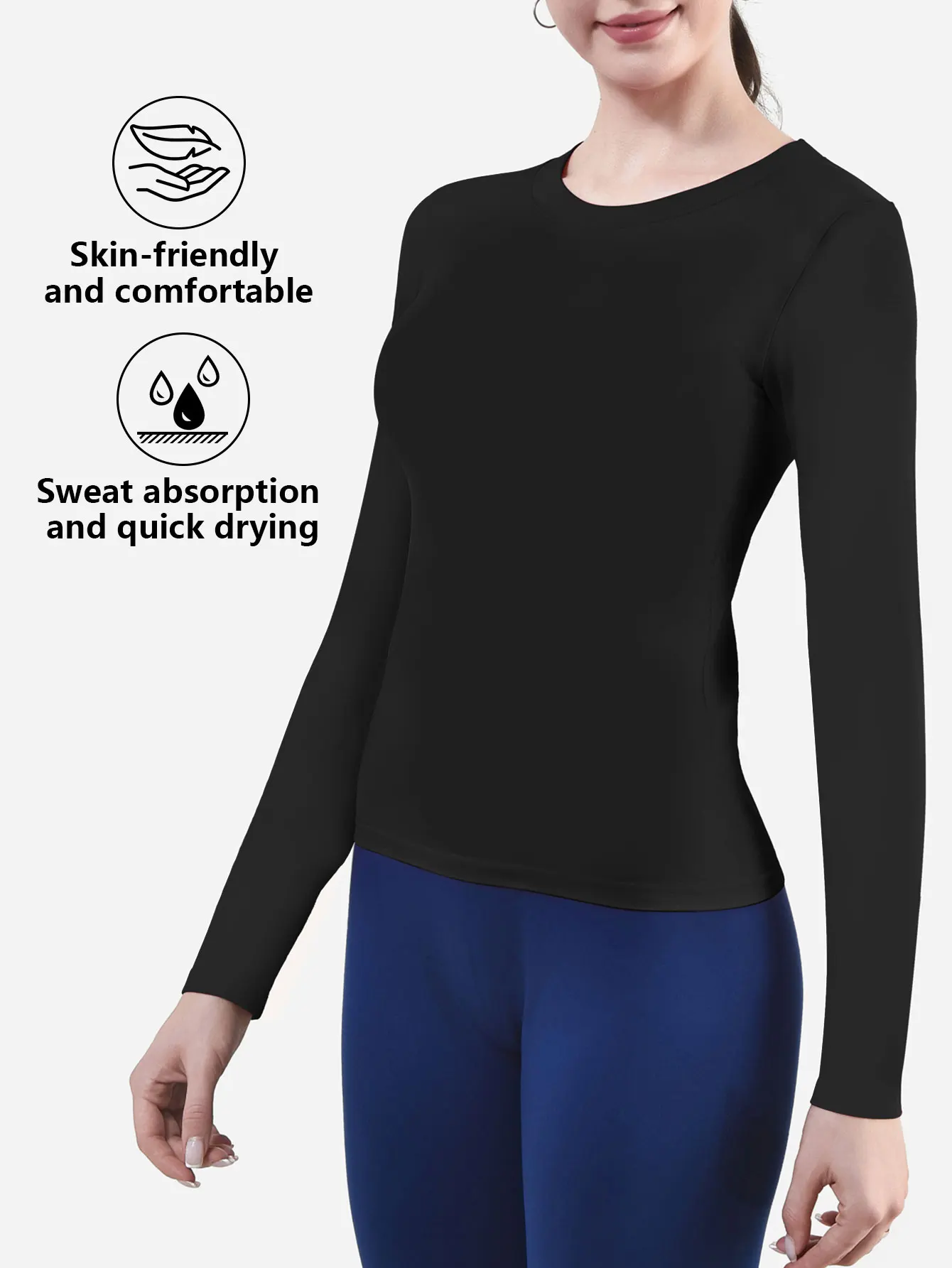 CZGUKE Damen-Langarm-Fitness-T-Shirt, Yoga-Shirt, weich, für Sport, Fitness, vier Jahreszeiten, atmungsaktiv, zum Laufen, Sport, Abnehmen