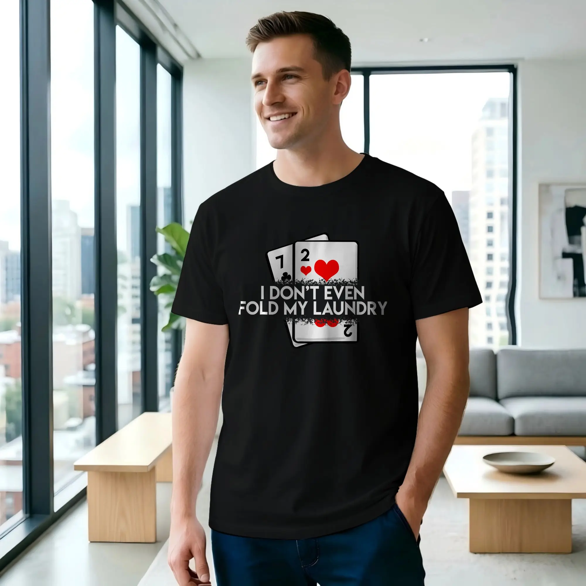 Saying Poker Player Men T Shirt Poker Hipster Tee Shirt Short Sleeve Crew Neck Cotton Party Clothing T-Shirt