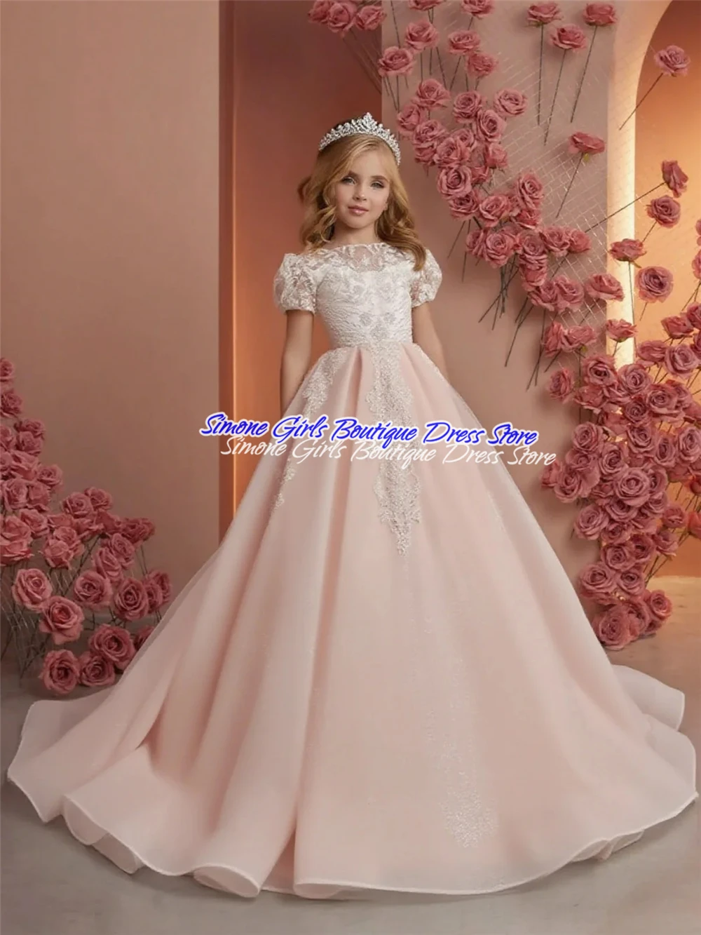 

И юбка, кружевное платье принцессы с кружевной отделкой и вышивкой, платье с цветочным узором для девочек на свадебные церемонии, фотосессии, вечеринки