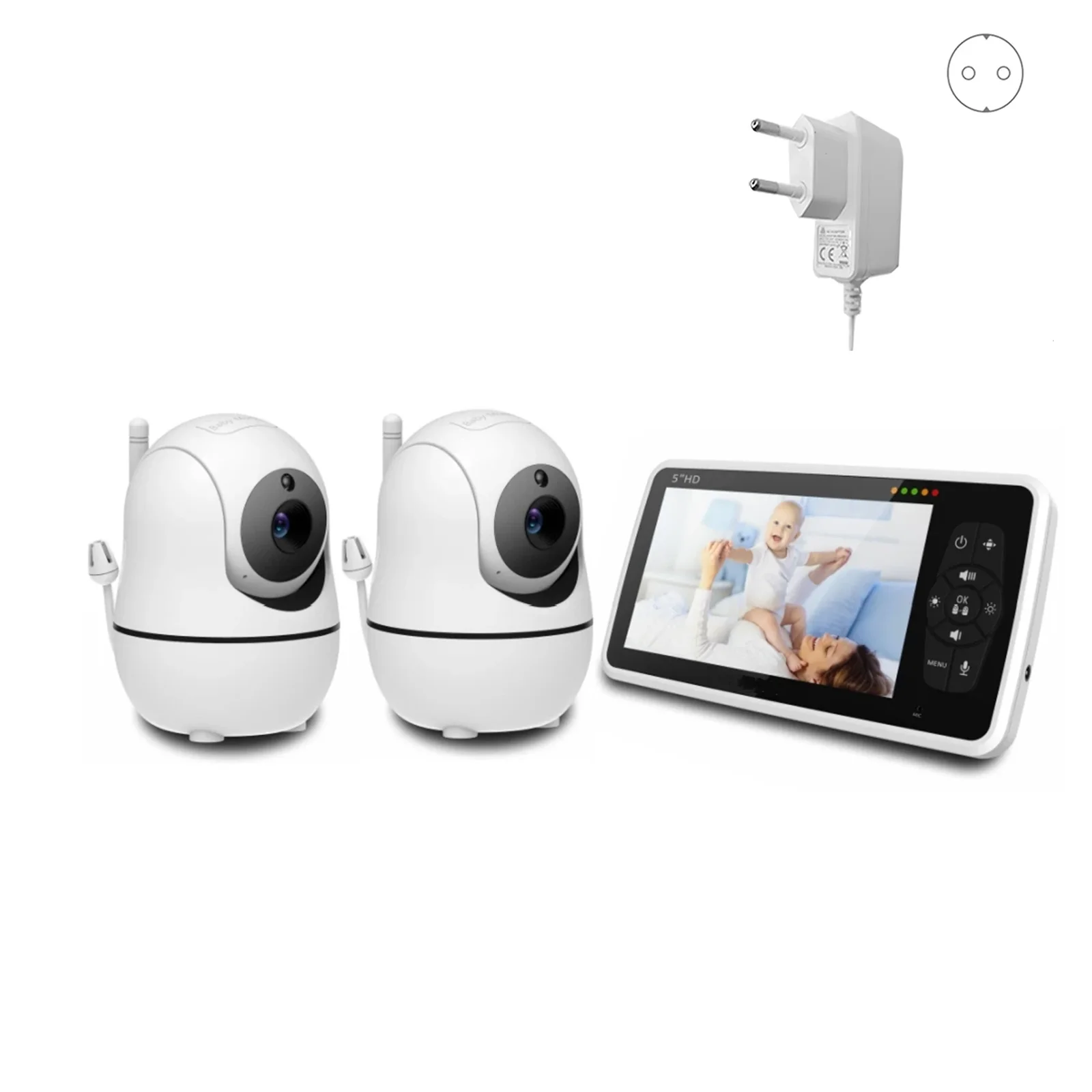 Babystar-Moniteur vidéo 5 pouces pour bébé, avec deux caméras et audio, vision nocturne, n'aime 4X, 