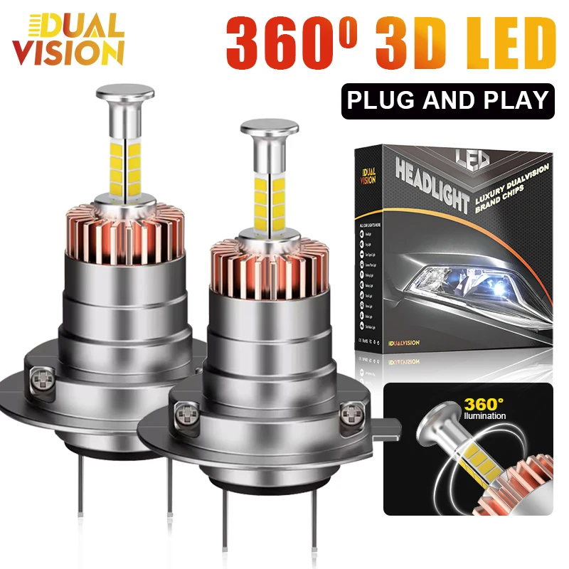 

H7 LED Car Headlight Bulb Canbus H7 1000W 1000000LM Light for Car 360 Turbo LED Mini HeadLamp Size Wireless with Fan 6000K 12V