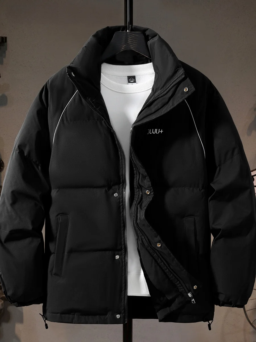 

Модная утепленная хлопковая куртка для мужчин: зимняя, теплая, свободного кроя, с воротником-стойкой, молодежная, повседневная, на молнии