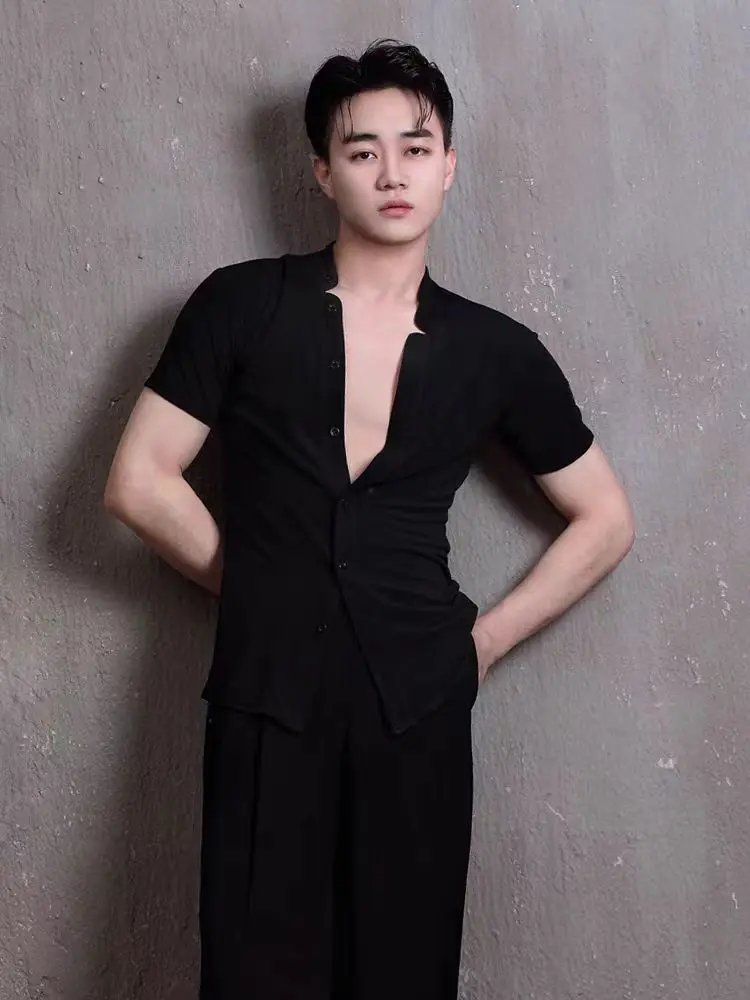 

customized Adult men's Latin dance autumn and winter design men's shirt with long and short sleeves training suit