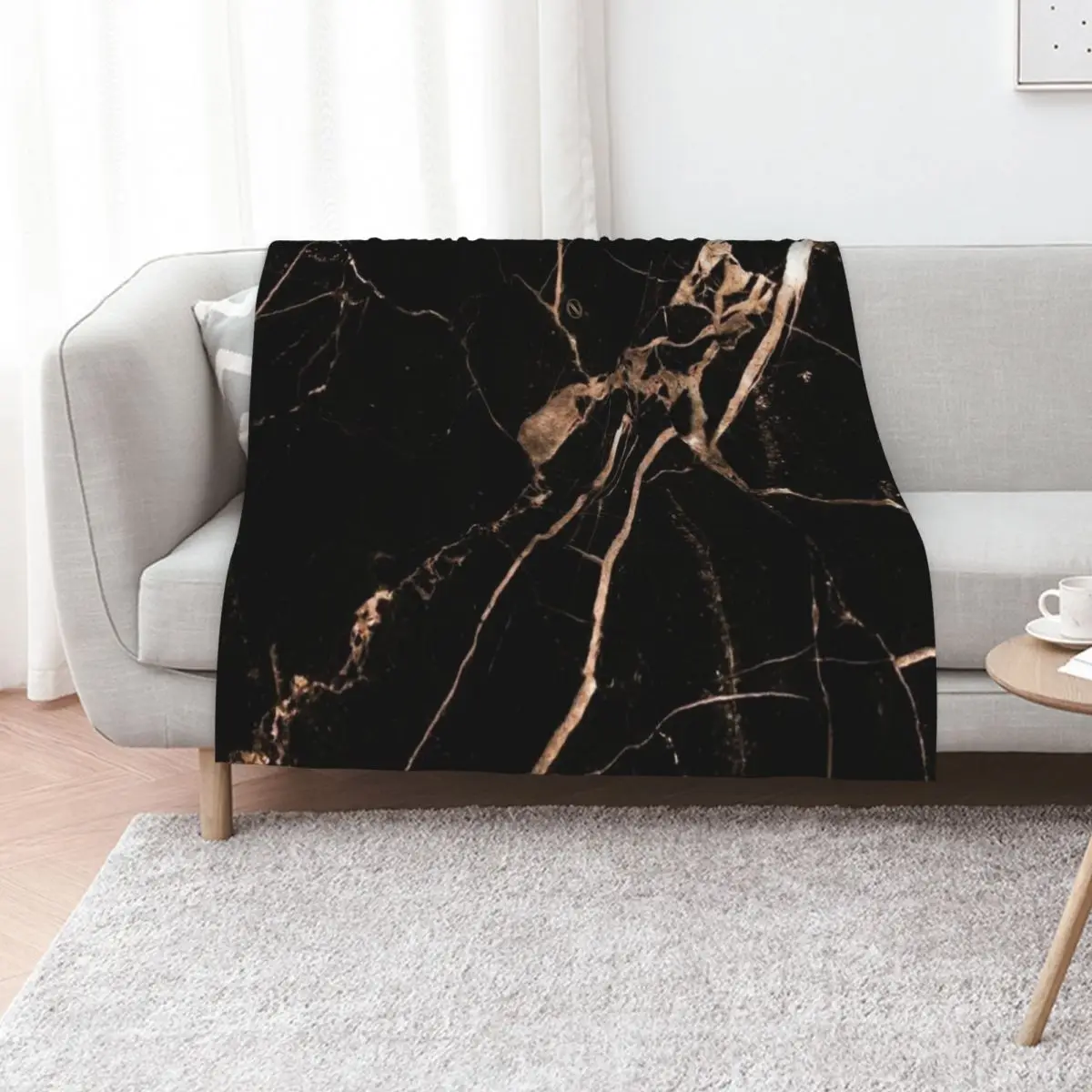 

Black and Rose Gold Marble Throw Blanket warm for winter Decorative Throw Bed Soft Beds Blankets
