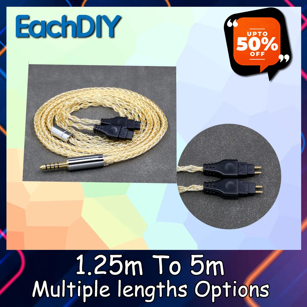 

24k Gold Plated Earphone Cable 8 Core 99% 7n Pure Silver For Sennheiser HD58x HD6xx HD580 HD600 HD650 HDxxx HD660S LN008411