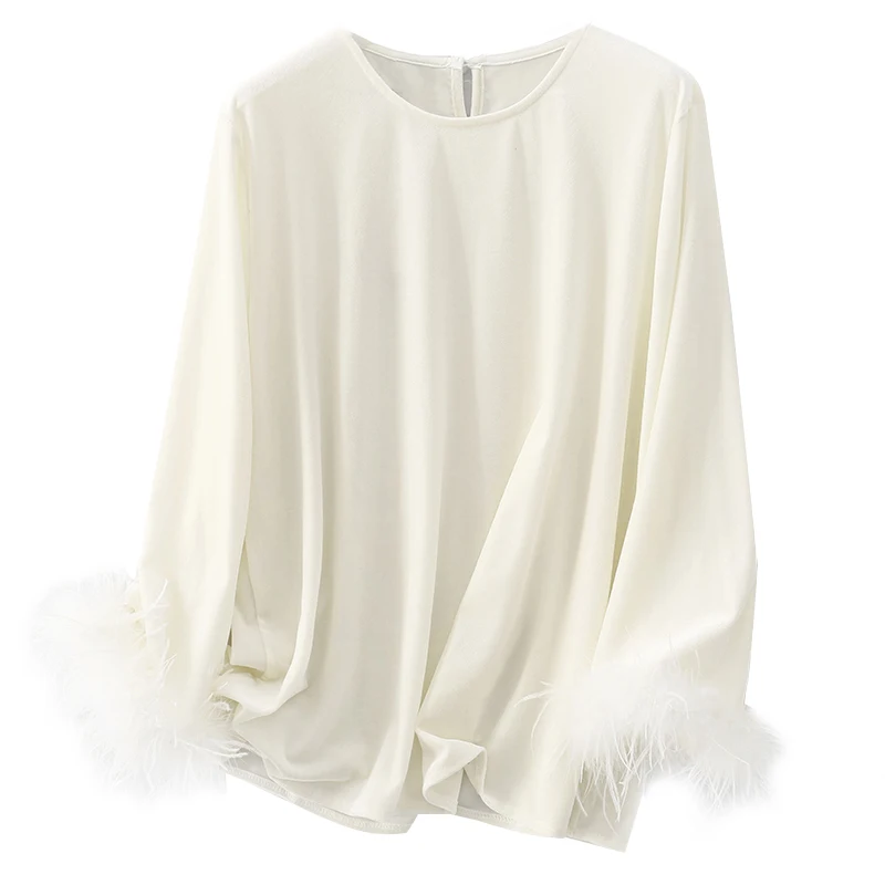 Novo chinês sle feminino veludo topo com pele do falso sves camada base irt desgaste interno solto ajuste longo sve redondo ne