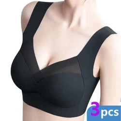 3PCS Seamless Bra Plus Size Backless Bras Push Up Women Wireless Bralette Woman Underwear Sports Unwired Bra Without Frame