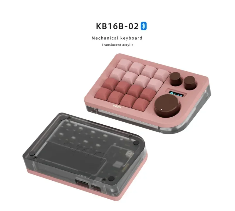 DOIO KB16B-02 Mechanical Keyboard Bluetooth Wireless Dual-mode 16Key 3knobs Hot Swappable RGB CNC Mini keyboard laptop Accessory