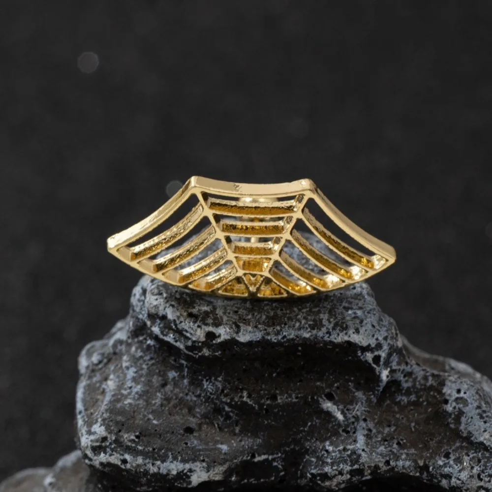 فاسق الهندسة الإبداعية جوفاء التدريجي العنكبوت ويب لوتس وأقراط للرجال النساء القوطية هالوين الأذن العظام مربط مجوهرات هدايا #6