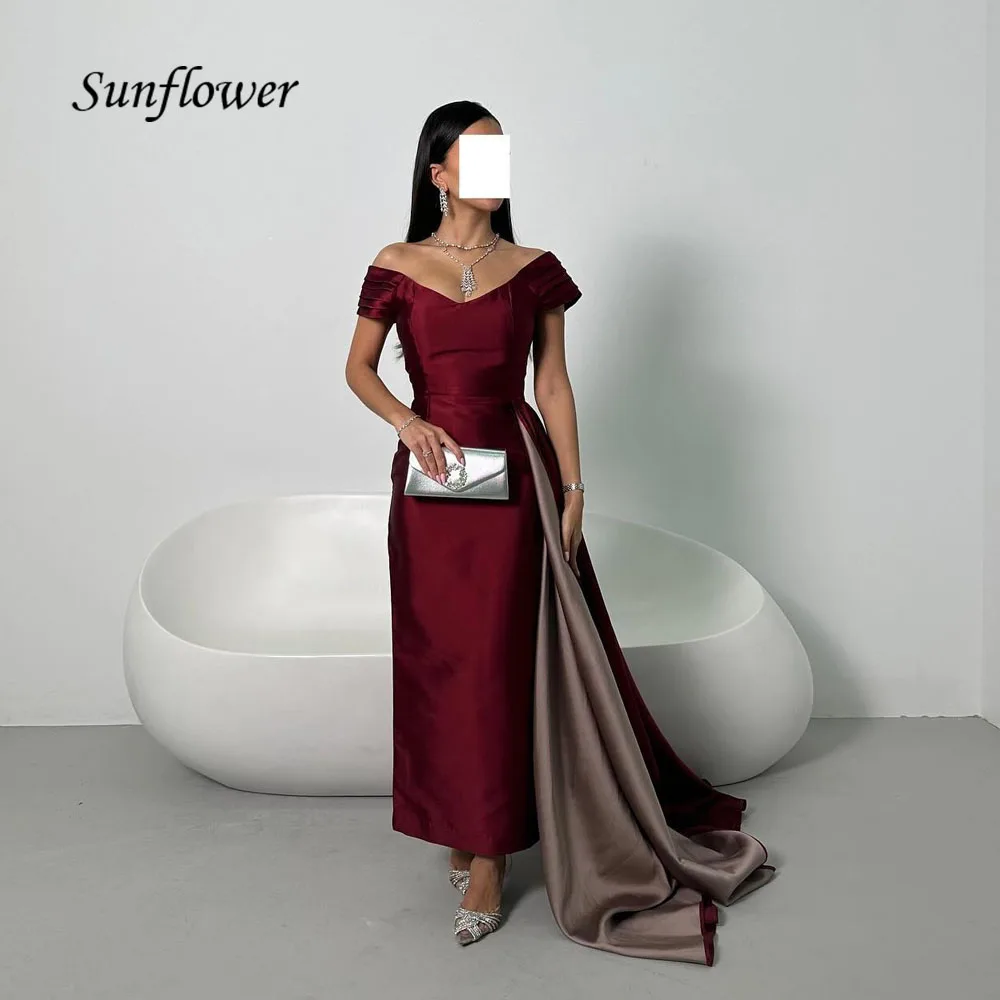 

Sunflower V-Neck Off the Shoulder Formal Evening Dress 2023 Slim Backless Satin Mermaid Prom Dress Floor-Length Party Dress