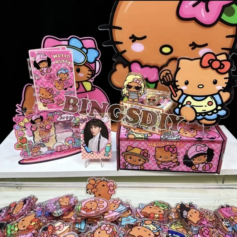 Parche acrílico de dibujos animados de Hello Kitty, transparente de doble cara, 1/2/3/4/5/6/8cm, llaveros hechos a mano, accesorios de adorno, Material