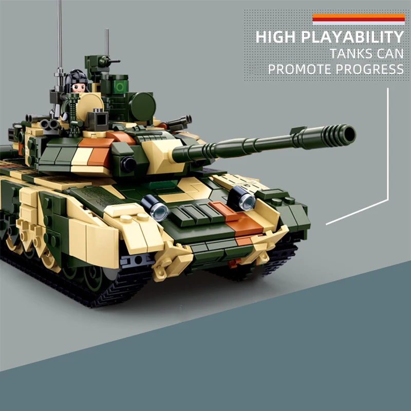M38-B0756 سلوبان T90MS دبابة قتال رئيسية طائرات عسكرية ساحة المعركة اللبنات لعبة الأطفال بنين الكبار تجميع لعبة الهدايا #3