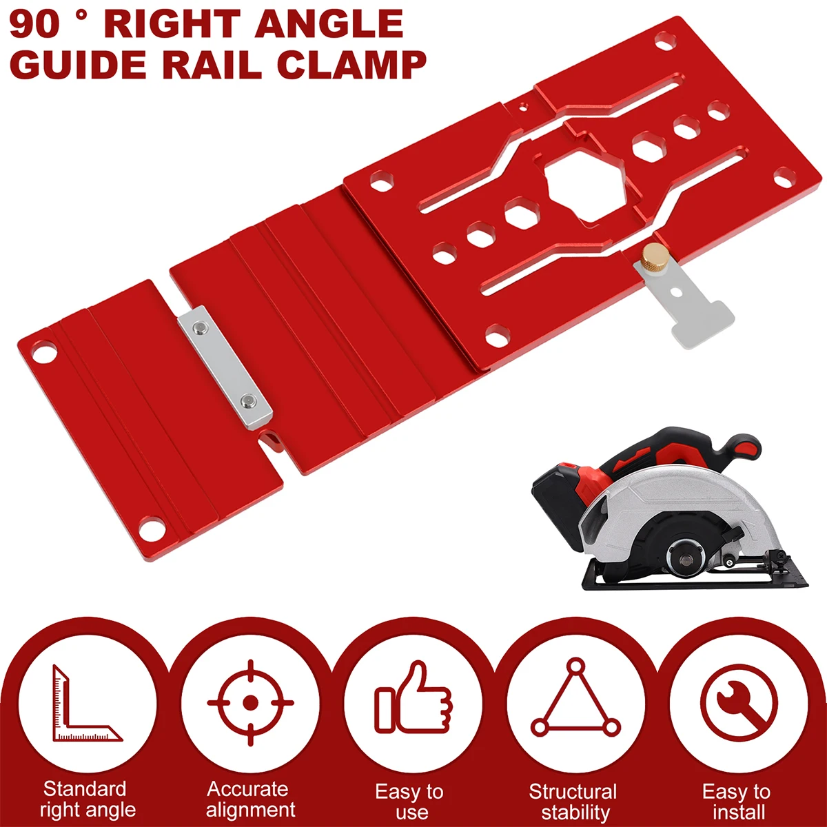 

Track Saw Square Guide 340 mm Long Circular Saw Guide Stainless Steel Guide Clip Hollow Design Easy to Use and Install Circular